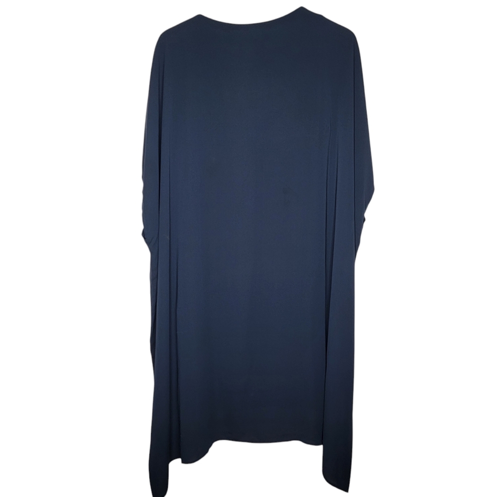 NEW J. Jill Wearever Collection Navy Blue Drape Style Midi Dress PL Large Petite - Picture 2 of 6